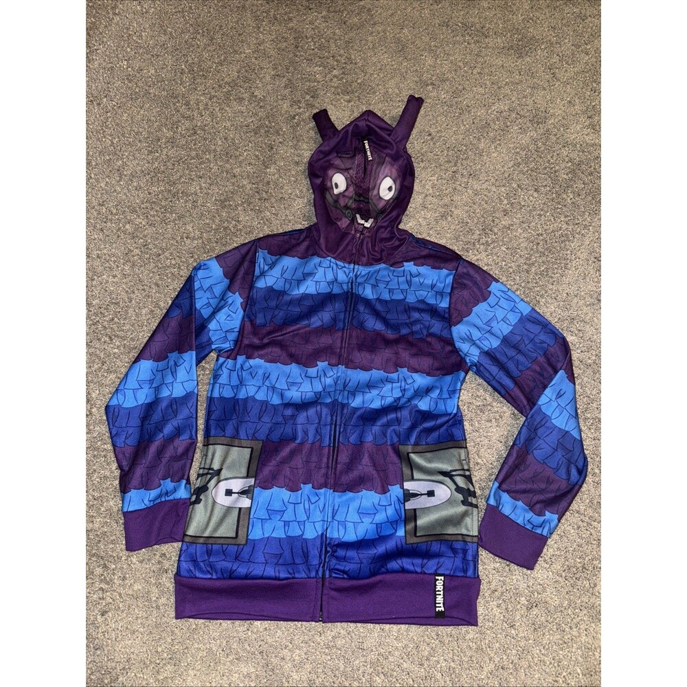 Fortnite Hooded Sweatshirt Gaming Llama Mesh Face Zip Size Boys 10/12 M/L Youth